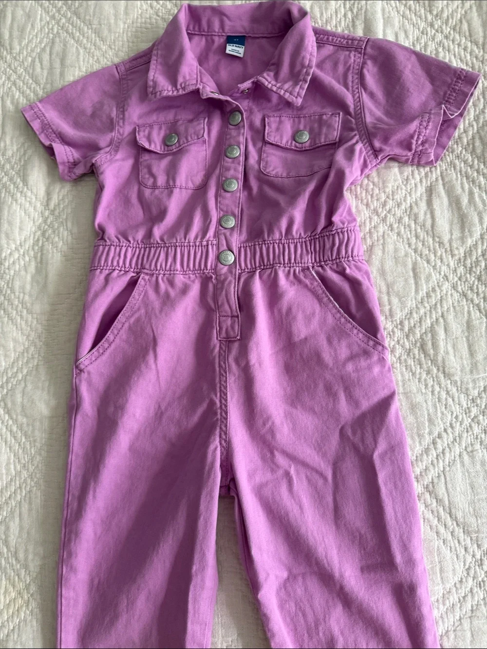 Old Navy Short-Sleeve Utility Pocket Jumpsuit 4T Toddler Girls Lavender Purple